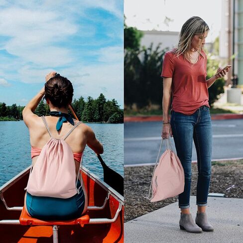 حقيبة ظهر رياضية برباط من Lily Queen حقيبة سباحة قابلة للطي مقاومة للماء للنساء والرجال (أبيض) in Kuwait