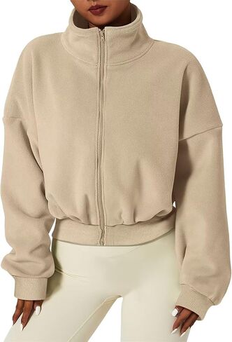 سترة شتوية نسائية من الصوف من Ovanviso بسحاب كامل وياقة قصيرة وأكمام طويلة in Kuwait