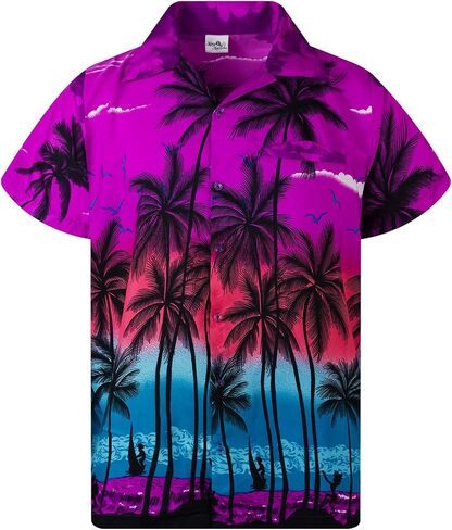 KING KAMEHA Funky Casual Hawaiian Shirt Kids Boys Girls Pocket Very Loud Shortsleeve Unisex Beach Print 2-14 Years in Kuwait