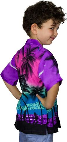 KING KAMEHA Funky Casual Hawaiian Shirt Kids Boys Girls Pocket Very Loud Shortsleeve Unisex Beach Print 2-14 Years in Kuwait