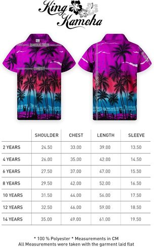 KING KAMEHA Funky Casual Hawaiian Shirt Kids Boys Girls Pocket Very Loud Shortsleeve Unisex Beach Print 2-14 Years in Kuwait