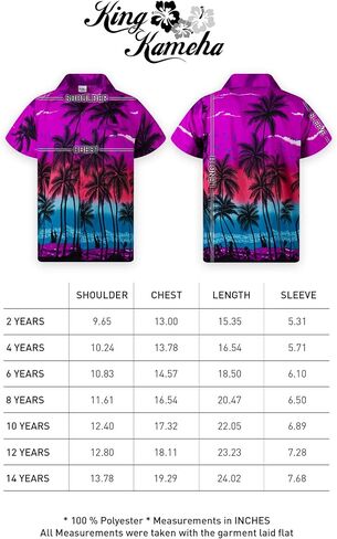 KING KAMEHA Funky Casual Hawaiian Shirt Kids Boys Girls Pocket Very Loud Shortsleeve Unisex Beach Print 2-14 Years in Kuwait