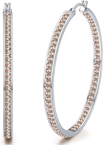 weinuo 2 Inch Stunning Stainless Steel Multi-colors Cubic Zirconia Hoop Earring for Women Hypoallergenic Jewelry for Sensitive Ears Large Big Hoop Earrings 50MM in Kuwait