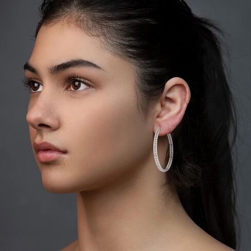 weinuo 2 Inch Stunning Stainless Steel Multi-colors Cubic Zirconia Hoop Earring for Women Hypoallergenic Jewelry for Sensitive Ears Large Big Hoop Earrings 50MM in Kuwait