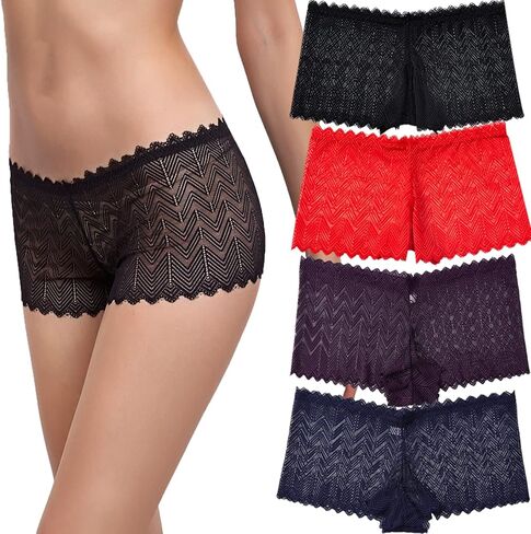 Wemoven Women's Underwear Regular & Plus Size Panties Sexy Lace Boyshort Hipster Cheeky Panty in Saudi Arabia