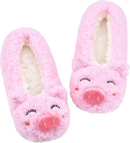Panda Bros Women's Animal Slipper Socks, Non-Slip Gripper House Shoes | Cute cartoon character design paired with thick warm lining, anti-slip bottom grips ensure secure indoor walking in Saudi Arabia