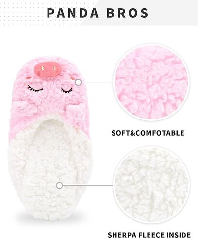 Panda Bros Women's Animal Slipper Socks, Non-Slip Gripper House Shoes | Cute cartoon character design paired with thick warm lining, anti-slip bottom grips ensure secure indoor walking in Saudi Arabia