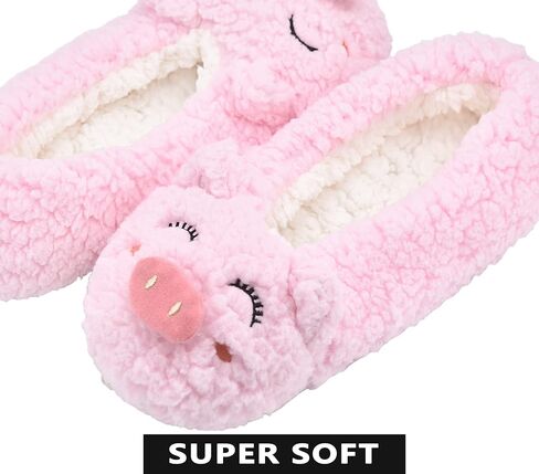 Panda Bros Women's Animal Slipper Socks, Non-Slip Gripper House Shoes | Cute cartoon character design paired with thick warm lining, anti-slip bottom grips ensure secure indoor walking in Saudi Arabia