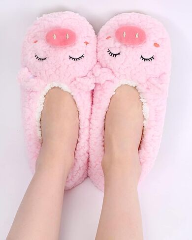 Panda Bros Women's Animal Slipper Socks, Non-Slip Gripper House Shoes | Cute cartoon character design paired with thick warm lining, anti-slip bottom grips ensure secure indoor walking in Saudi Arabia