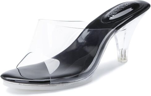 NBUUNBU Silver Clear Heels For Women Dress Shoes Transparent Strap Sexy Stilletos Heels Open Toe High Silver Heeled Sandals Pump Mules in Kuwait
