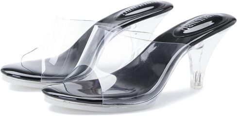 NBUUNBU Silver Clear Heels For Women Dress Shoes Transparent Strap Sexy Stilletos Heels Open Toe High Silver Heeled Sandals Pump Mules in Kuwait