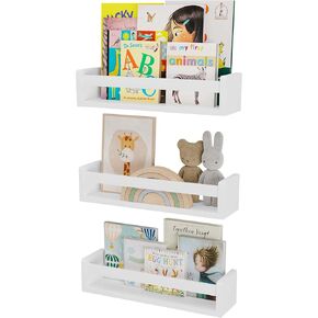 يو هاف سبيس ارفف كتب لغرفة الاطفال من انجي، رف كتب جداري للاطفال، ارفف خشبية عائمة لغرفة الاطفال، مجموعة من 3 قطع، ابيض in Kuwait