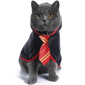 Cat Halloween Costume Anime Pet Clothes for Small Dog Kitten Costume Wizard Accessories Outfits (S) Red in Kuwait