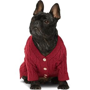 Fitwarm Dog Cardigan Sweater, Knitted Dog Winter Clothes for Small Dogs Girl Boy, Pet Cat Outfit, Burgundy Red, Medium in Kuwait