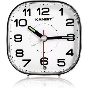 كانبيت ساعة منبه صغيرة للسفر تعمل بالبطارية صامتة بدون صوت صفير بصوت عالٍ مع غفوة وضوء، ساعة مكتب سهلة الضبط لغرفة النوم (اسود) in Kuwait
