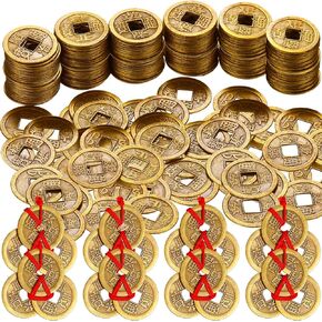 Chinese Feng Shui Coins Chinese Fortune Coins Good Luck Fortune Coin I-Ching Coins Traditional Coins with Red Rope for Health Wealth Success Good Luck Chinese New Year (230 Pieces) in Kuwait