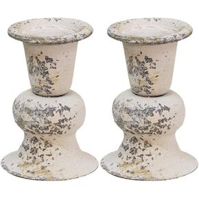 Metal Farmhouse Candle Holder | 2 PC | 3 inch | White Distressed in Kuwait