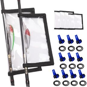 5 قطع من لفافات الصيد من Deapeick مع 10 قطع من حامل خطاف صنارة الصيد، أغطية طُعم PVC شفافة متينة تحافظ على الصيد آمنًا بسهولة رؤية أغطية الطُعم لتخزين خطاف الصيد 3 لتر + 2 متر in Kuwait