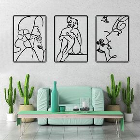 YUCHNG (3pcs) Metal Minimalist Modern Feminine Wall Art Decoration, Abstract Lineart Art Female Figures Decoration Wall Sculpture Home Decor Kitchen Bathroom Living Room Bedroom Background Wall in Kuwait