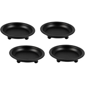 RANNYOZIO 4 Pcs Candle Plate Matte Black Candle Holder Candle Dish Decorative Candle Stand for Pillar Flameless Candles Party Table Centerpiece in Kuwait