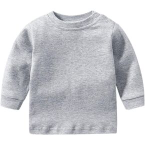 AdaliaFaye Unisex Baby and Toddler Boys Girls'Cotton Long Sleeve Basic Round Neck Solid Sweatshirt Tee Shirts
