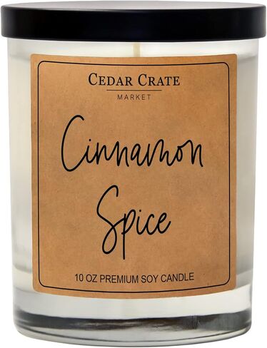 Cedar Crate Market - Spiced Apple Cider Candles for Home - Scented Soy Wax Candles Gifts for Women and Men, Aromatherapy Candles - 13.5 oz Clear Jar, Made in The USA in Saudi Arabia