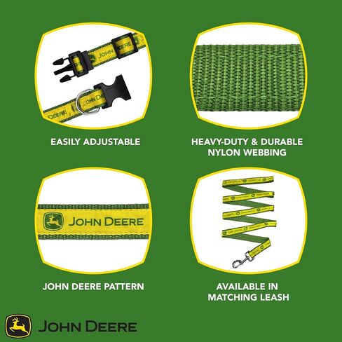 Pets First John Deere Pet Collar. Licensed Dog Collar, Large Collar for Pets. A Shiny & Colorful Cat Collar & Dog Collar Licensed by John Deere for All Farmers, Contractors, Team Color (JOD-3588-LG) in Saudi Arabia