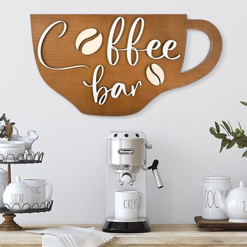Coffee Bar Sign 13 x 6.7 Inch Rustic Wood Coffee Sign Farmhouse Coffee Bar Wall Decor Coffee Wall Sign Boho Kitchen Decor Art Accessories for Home, Kitchen, Coffee Station (Black) in Saudi Arabia