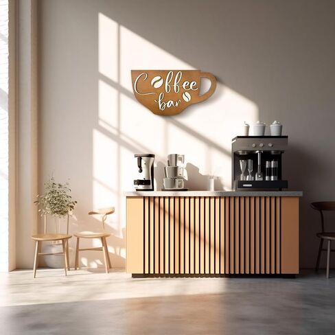 Coffee Bar Sign 13 x 6.7 Inch Rustic Wood Coffee Sign Farmhouse Coffee Bar Wall Decor Coffee Wall Sign Boho Kitchen Decor Art Accessories for Home, Kitchen, Coffee Station (Black) in Saudi Arabia