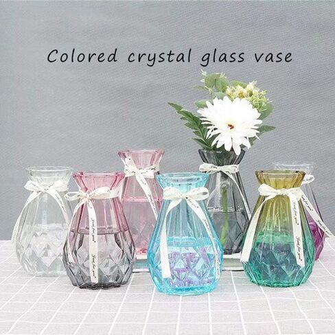 Clear Glass Vase for Flower, Geometric Faceted Design Flower Vase for Office Bedroom Living Dinner or Home Decor 5.7" in Saudi Arabia