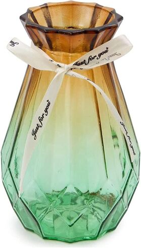 Clear Glass Vase for Flower, Geometric Faceted Design Flower Vase for Office Bedroom Living Dinner or Home Decor 5.7" in Saudi Arabia