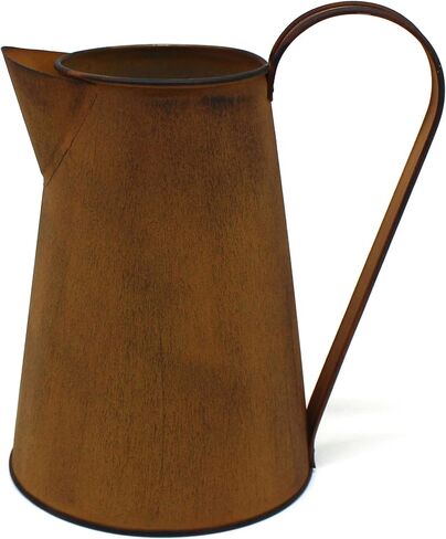 CVHOMEDECO. 7 Inch Galvanized Metal Milk Pitcher, Old Rustic Primitive Watering Can Jug Vase for Home and Garden Décor. Black in Saudi Arabia