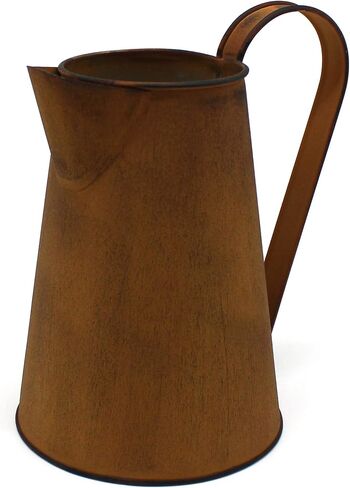 CVHOMEDECO. 7 Inch Galvanized Metal Milk Pitcher, Old Rustic Primitive Watering Can Jug Vase for Home and Garden Décor. Black in Saudi Arabia