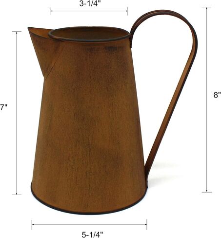 CVHOMEDECO. 7 Inch Galvanized Metal Milk Pitcher, Old Rustic Primitive Watering Can Jug Vase for Home and Garden Décor. Black in Saudi Arabia