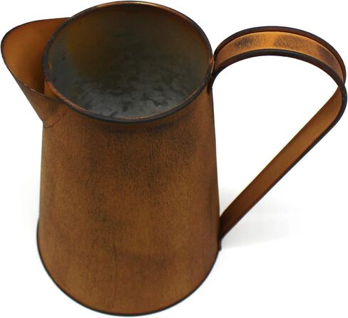 CVHOMEDECO. 7 Inch Galvanized Metal Milk Pitcher, Old Rustic Primitive Watering Can Jug Vase for Home and Garden Décor. Black in Saudi Arabia