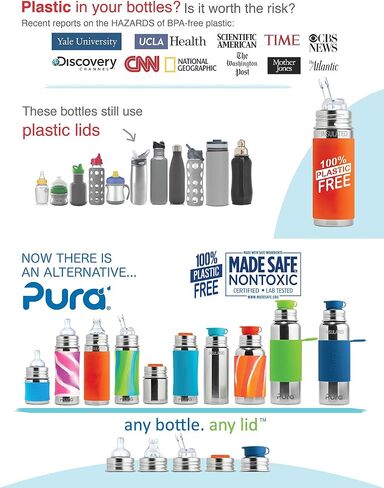 Pura Kiki Bottle Short Silicone Sleeves - Plastic-Free, Medical Grade, NonToxic, MadeSafe Certified | Adds Grip, Non-Slip, Removable | Provides Insulation for Hot & Cold Liquids | Aqua/Blue in Saudi Arabia