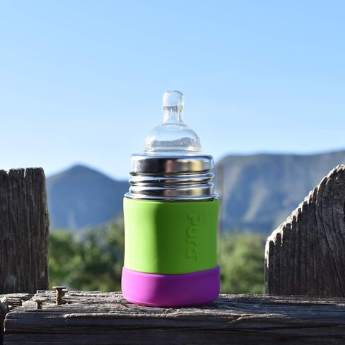 Pura Kiki Bottle Short Silicone Sleeves - Plastic-Free, Medical Grade, NonToxic, MadeSafe Certified | Adds Grip, Non-Slip, Removable | Provides Insulation for Hot & Cold Liquids | Aqua/Blue in Saudi Arabia