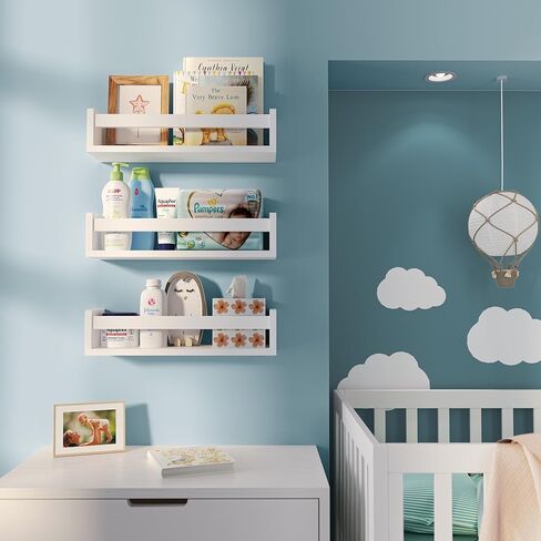 يو هاف سبيس ارفف كتب لغرفة الاطفال من انجي، رف كتب جداري للاطفال، ارفف خشبية عائمة لغرفة الاطفال، مجموعة من 3 قطع، ابيض in Kuwait