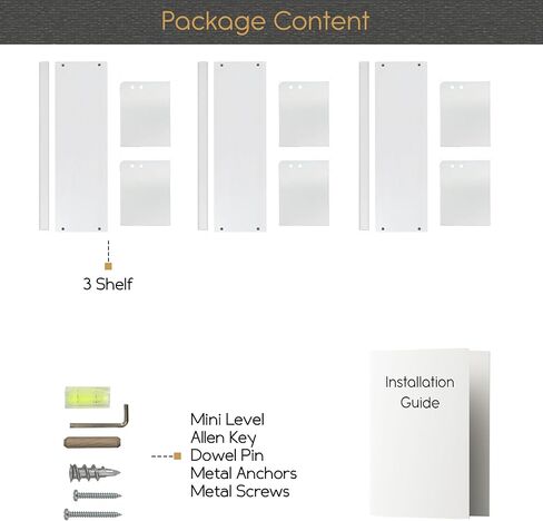 يو هاف سبيس ارفف كتب لغرفة الاطفال من انجي، رف كتب جداري للاطفال، ارفف خشبية عائمة لغرفة الاطفال، مجموعة من 3 قطع، ابيض in Kuwait