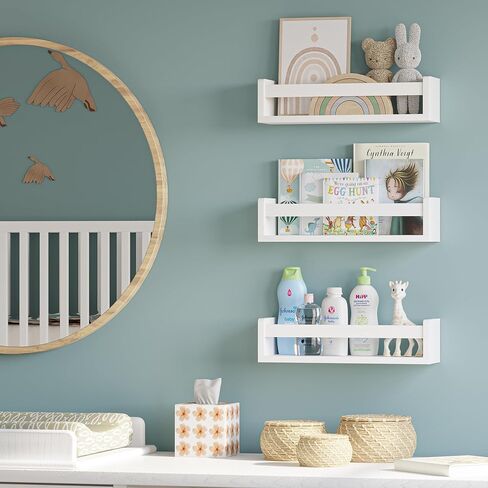 يو هاف سبيس ارفف كتب لغرفة الاطفال من انجي، رف كتب جداري للاطفال، ارفف خشبية عائمة لغرفة الاطفال، مجموعة من 3 قطع، ابيض in Kuwait