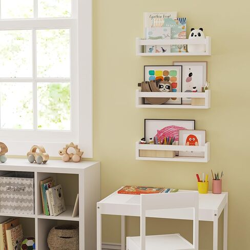 يو هاف سبيس ارفف كتب لغرفة الاطفال من انجي، رف كتب جداري للاطفال، ارفف خشبية عائمة لغرفة الاطفال، مجموعة من 3 قطع، ابيض in Kuwait
