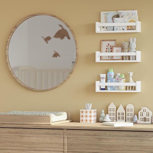 يو هاف سبيس ارفف كتب لغرفة الاطفال من انجي، رف كتب جداري للاطفال، ارفف خشبية عائمة لغرفة الاطفال، مجموعة من 3 قطع، ابيض in Kuwait