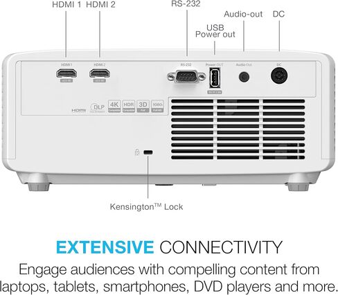 جهاز عرض Optoma HD243X 1080p للأفلام والألعاب، فائق السطوع 3300 لومن، عمر مصباح طويل 12000 ساعة، دعم ثلاثي الأبعاد، إعداد سهل مع التكبير وضبط حجر المفتاح in Kuwait