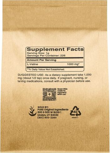 PURE ORIGINAL INGREDIENTS L-Valine (8 oz) Essential Amino Acid Supplement Powder in Saudi Arabia