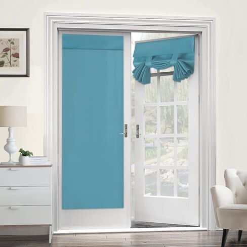Turquoize Blackout French Door Curtains Tricia Window Door Curtains Thermal Insulated Door Curtain Panel 26W x 68L Privacy Door Shade Tricia Curtain for Door Window Curtains - 1 Panel, Grey in Kuwait