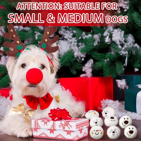 Syhood 60 Pieces 2.76 Inch Christmas Snowman Dog Toy Snowball Fight Plush Dog Toys Snow Balls for Fights Indoor Snowman Santa Elk Snowballs for Small and Middle Dogs Pet Chew Toys Gifts for Pets Dogs in Saudi Arabia