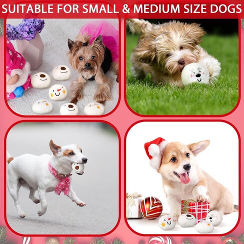Syhood 60 Pieces 2.76 Inch Christmas Snowman Dog Toy Snowball Fight Plush Dog Toys Snow Balls for Fights Indoor Snowman Santa Elk Snowballs for Small and Middle Dogs Pet Chew Toys Gifts for Pets Dogs in Saudi Arabia