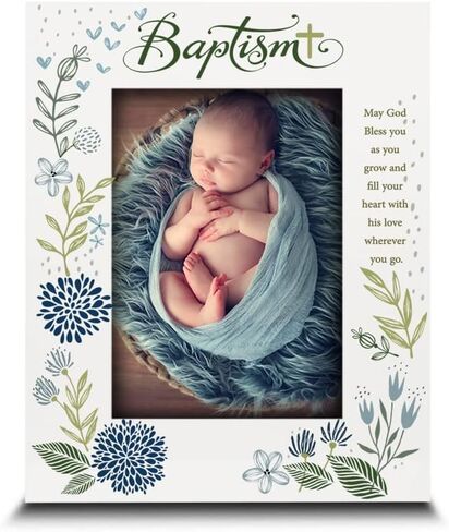 BELLA BUSTA-BaptismPicture Frame-Baby Blessings Baptism-Christening, Baby Girl/Boy Baptism Presents from Godparents Friends and Family-UV Print Frame (5x7 Vertical (Boy)) in Kuwait