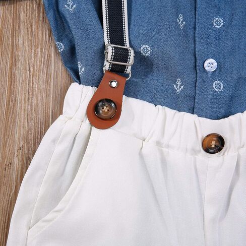 Zero2Seven طفل الفتيان شهم الزي الصيف طفل الاطفال ملابس قصيرة الأكمام ربطة القوس فيونكة تي شيرت علوي + الحمالات السراويل فستان أطفال مع سروال داخلي in Kuwait