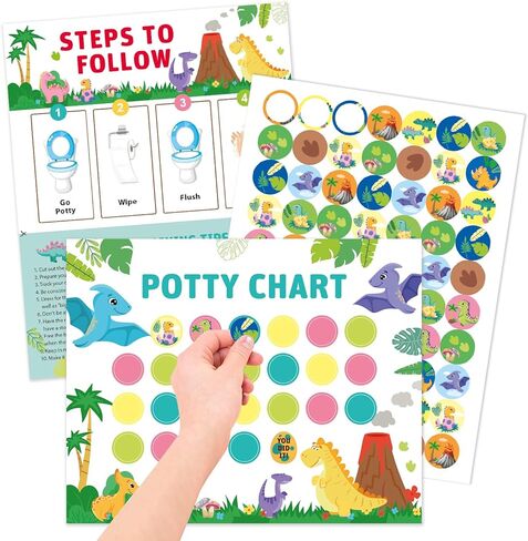 Potty Training Chart for Toddlers, Dinosaur Interactive Sticker Chart with Rewards for Kids, Baby Healthy Habits Toilet Training, Learning & Education Toys, Gifts for Girls & Boys 1-3 Years Old Child in Kuwait
